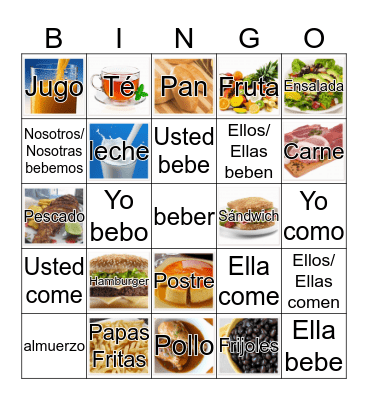 Food (Comida) Bingo Card