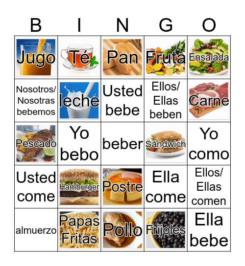 Food (Comida) Bingo Card