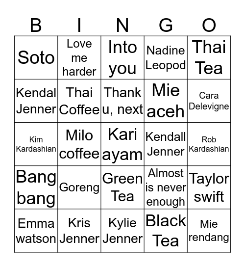 Jaewon ganteng Bingo Card