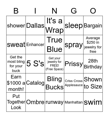 Blingo Bingo! Bingo Card