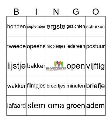 Voorleesbingo Card