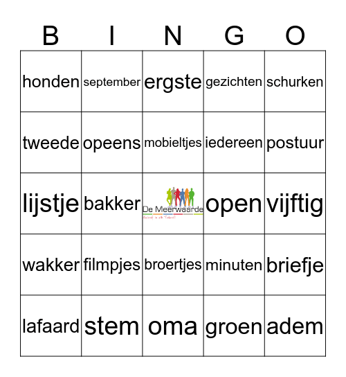 Voorleesbingo Card