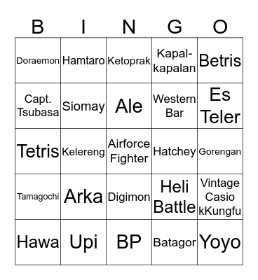 Hawa Punya Bingo Card