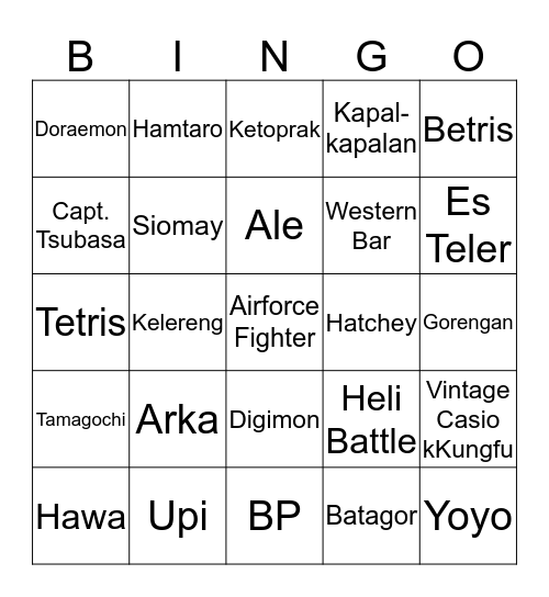 Hawa Punya Bingo Card