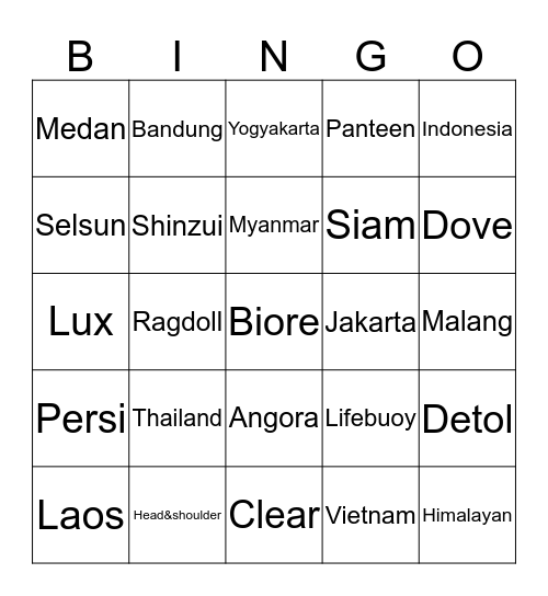 I C I Bingo Card