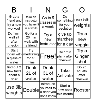 February Challenge Bingo Card