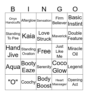 Pure Romance Bingo Card