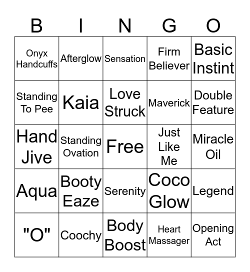 Pure Romance Bingo Card