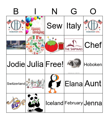 Jodie's 40th Birthday Bingo Card