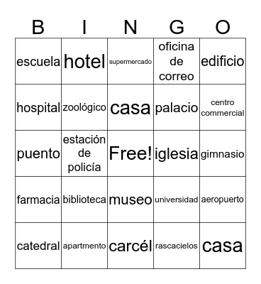 Los Edififcios Bingo Card