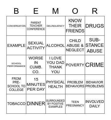 DADDY DAUGHTER BINGO Card