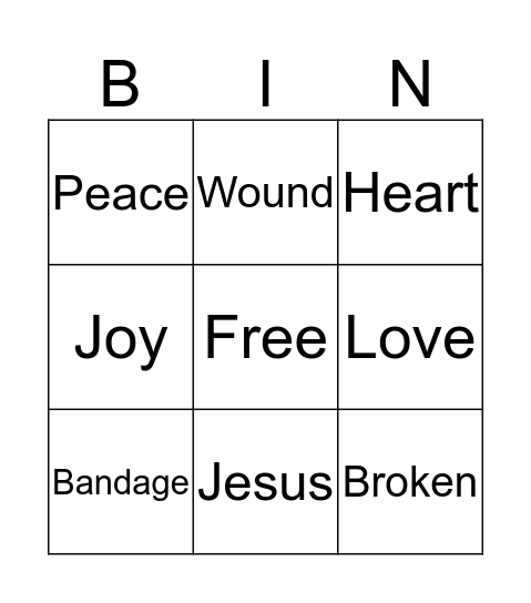 Psalm 147:3 Bingo Card