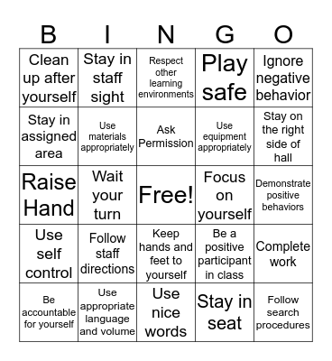 PBIS BINGO Card