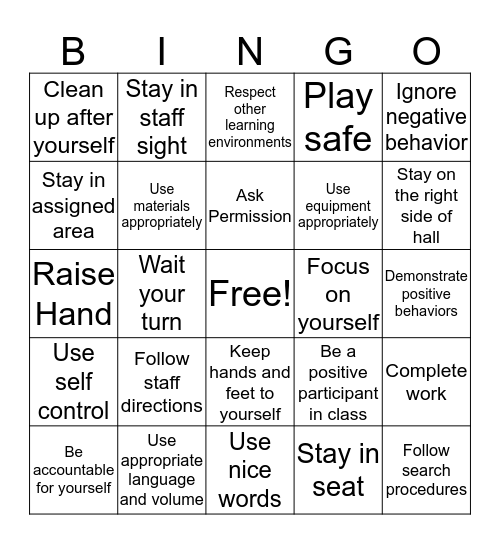 PBIS BINGO Card