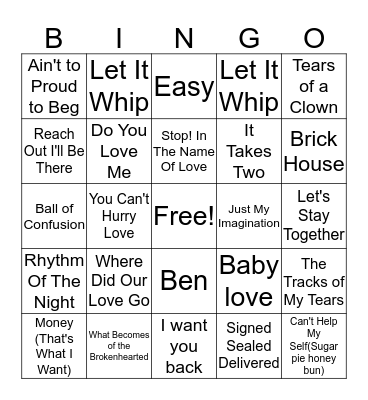 Motown 3 Bingo Card