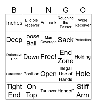 Super Bowl Sausage Party Bingo Card