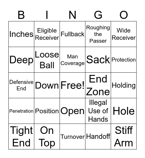 Super Bowl Sausage Party Bingo Card