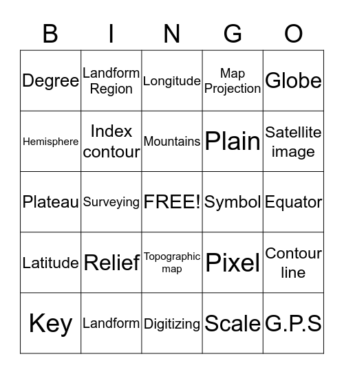 Maps Bingo Card