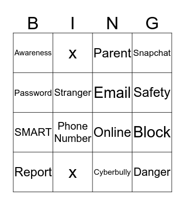 Net Safety  Bingo Card