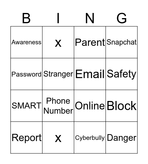 Net Safety  Bingo Card