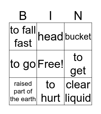 Vocabulary Bingo Card