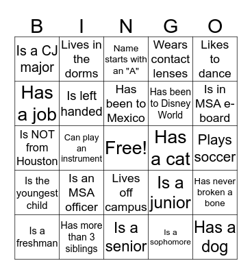 Find Someone Who... Bingo Card