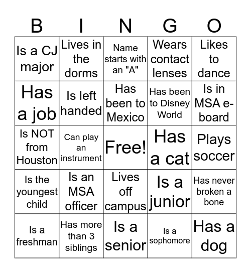 Find Someone Who... Bingo Card