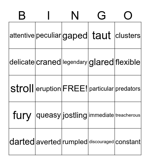 Mid-Year Vocabulary Bingo Card