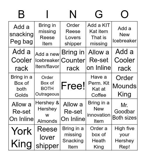 Hershey Bingo Card