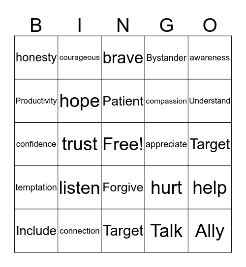 Emapthy Bingo Card