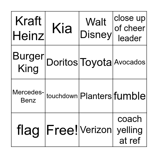 2109 Super Bowl Bingo Card