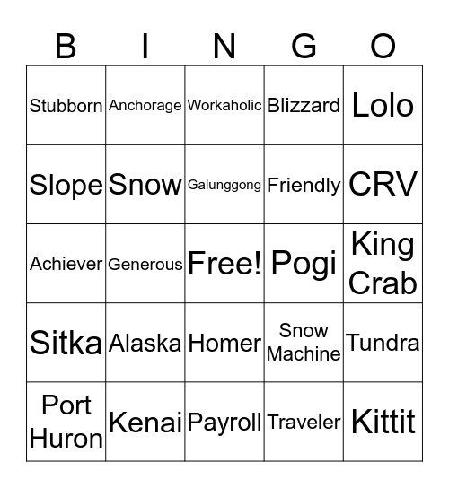 Pong's 64th Birthday Bingo Card