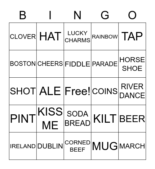 ST. PATRICK'S LUNCHEON Bingo Card