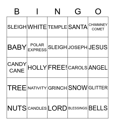 CHRISTMAS BINGO  Bingo Card