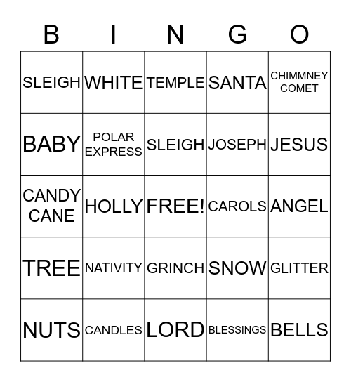 CHRISTMAS BINGO  Bingo Card