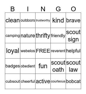 CUBSCOUT  Bingo Card