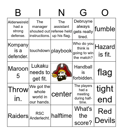 Football Bingo Card