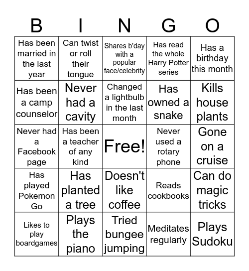 Biz Team People Bingo Card