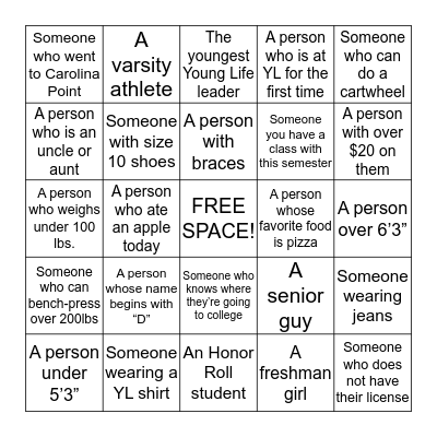 YL BINGO!! Bingo Card