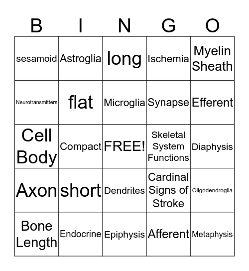 A&P Bingo Card