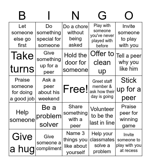 Kindness BINGO Card