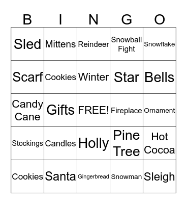 Holiday Bingo Card