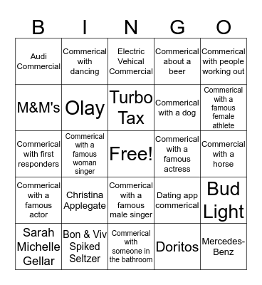 SUPER BOWL 2019 Bingo Card