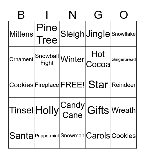 Holiday Bingo Card