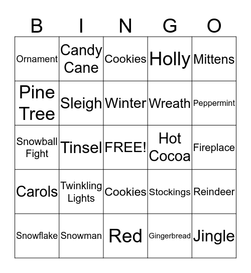Holiday Bingo Card