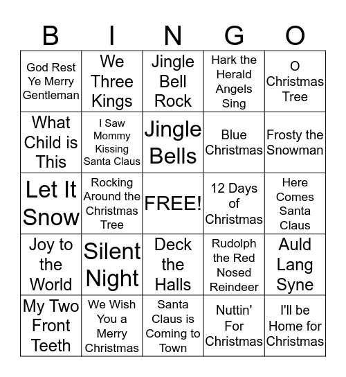 Songs of Winter Bingo Card