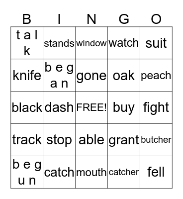 J C Spell 2:1 Section 13 Bingo Card