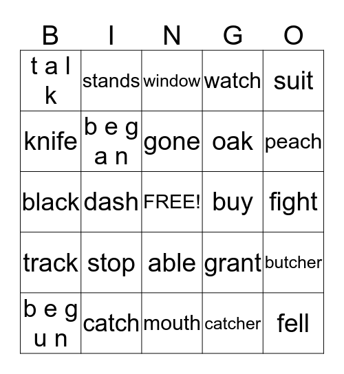 J C Spell 2:1 Section 13 Bingo Card