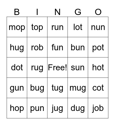 UG & UN Bingo Card