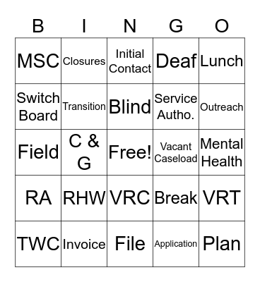 Meeting Game Bingo Card